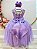 Vestido Infantil Lilás Renda Metalizada Tule Brilho Damas - Imagem 4