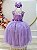 Vestido Infantil Lilás Renda Metalizada Tule Brilho Damas - Imagem 1