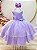 Vestido Infantil Lilás Busto Drapeado Aplique Laço Damas - Imagem 1