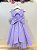 Vestido Infantil Lilás Busto Drapeado Aplique Laço Damas - Imagem 6