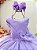 Vestido Infantil Lilás Busto Drapeado Aplique Laço Damas - Imagem 2
