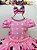 Vestido Infantil Rosa Minnie Florido Com Laço Festas - Imagem 2
