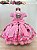 Vestido Infantil Rosa Minnie Florido Com Laço Festas - Imagem 4