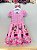 Vestido Infantil Rosa Minnie Florido Com Laço Festas - Imagem 5