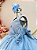 Vestido Infantil Azul Busto Drapeado Aplique de Laço Damas - Imagem 6