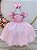 Vestido Infantil Rosa Claro Tule Bordado com Glitter Daminhas - Imagem 1