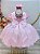 Vestido Infantil Rosa Claro Tule Bordado com Glitter Daminhas - Imagem 4