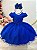 Vestido Infantil Azul Royal Busto Nervura Festas Daminhas - Imagem 1
