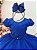 Vestido Infantil Azul Royal Busto Nervura Festas Daminhas - Imagem 1