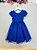 Vestido Infantil Azul Royal Busto Nervura Festas Daminhas - Imagem 5