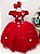 Vestido Infantil Vermelho Renda Aplique Flores Borboletas - Imagem 5
