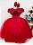 Vestido Infantil Vermelho Renda Aplique Flores Borboletas - Imagem 4