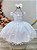 Vestido Infantil Branco Aplique Borboletas Flores Pérolas - Imagem 5