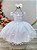 Vestido Infantil Branco Aplique Borboletas Flores Pérolas - Imagem 1