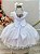 Vestido Infantil Branco Aplique Borboletas Flores Pérolas - Imagem 4
