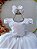 Vestido Infantil Branco Peito Nervura Pérolas Strass Luxo - Imagem 6