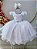 Vestido Infantil Branco Peito Nervura Pérolas Strass Luxo - Imagem 5