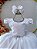 Vestido Infantil Branco Peito Nervura Pérolas Strass Luxo - Imagem 2