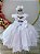Vestido Infantil Branco Peito Nervura Pérolas Strass Luxo - Imagem 4