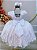 Vestido Infantil Branco Poá Com Cinto de Strass Pérolas - Imagem 4