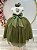 Vestido Infantil Off White Saia Verde Oliva Daminha Longo - Imagem 4