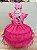 Vestido Infantil Rosa Chiclete Minnie Saia Glitter Festas - Imagem 1