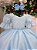 Vestido Infantil Azul Bebe Lese Midi Festa Luxo Casamento - Imagem 6