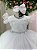 Vestido Infantil Batizado Casamento Branco Cinto Strass - Imagem 5