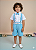 Conjunto Infantil Camisa Branca Short Susp. e Gravata Azul - Imagem 1