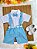 Conjunto Infantil Camisa Branca Short Susp. e Gravata Azul - Imagem 1