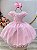 Vestido Infantil Rosa Claro Busto Nervura Daminhas Festas - Imagem 7