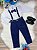 Conjunto Social Pajem Camisa Calça Gravata e Susp. Azul Marinho - Imagem 2