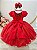 Vestido Infantil Vermelho Busto Nervura Daminhas Festas - Imagem 5