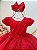 Vestido Infantil Vermelho Busto Nervura Daminhas Festas - Imagem 2