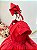 Vestido Infantil Vermelho Busto Nervura Daminhas Festas - Imagem 4