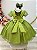 Vestido Infantil Verde Oliva Busto Plissado Daminhas - Imagem 4