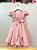 Vestido Infantil Rosa Chá Busto Nervura Cinto de Pérolas - Imagem 6