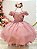 Vestido Infantil Rose Peito Nervura Cinto de Pérolas - Imagem 1