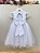 Vestido Infantil Branco Busto Com Renda Bordado Daminhas - Imagem 7