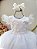 Vestido Infantil Branco Busto Nervura Apliques Daminhas - Imagem 2