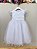 Vestido Infantil Branco Busto Nervura Apliques Daminhas - Imagem 5
