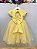 Vestido Infantil Amarelo com Apliques de Flores e Renda Luxo - Imagem 7