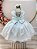 Vestido Infantil Verde Claro Pérolas Saia com Glitter Daminhas - Imagem 4