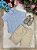 Conjunto Infantil Menino Shorts Camisa Azul Listrada - Imagem 2