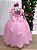 Vestido Formatura Longo Rosa Chiclete Glitter Diamante - Imagem 3