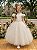Vestido Infantil Formatura Bege Off White Longo Glitter Dama - Imagem 1