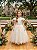 Vestido Infantil Formatura Bege Off White Longo Glitter Dama - Imagem 4