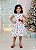 Vestido Infantil Branco Estampa Cereja Broche Luxo Festas - Imagem 1