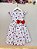 Vestido Infantil Branco Estampa Cereja Broche Luxo Festas - Imagem 6