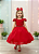 Vestido Infantil Renda Metalizada Vermelho Com Tiara Damas - Imagem 1